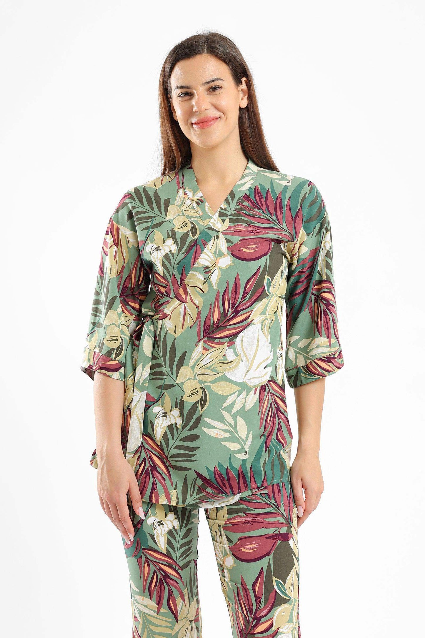 Leafy Printed Pyjama Set - Carina - ÙƒØ§Ø±ÙŠÙ†Ø§