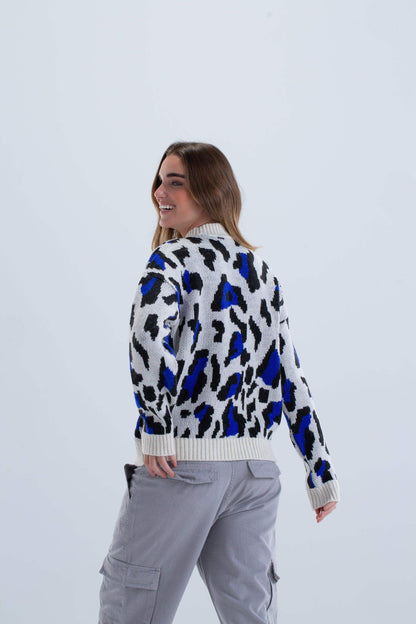 Leopard Print Knitted Pullover - Carina - ÙƒØ§Ø±ÙŠÙ†Ø§