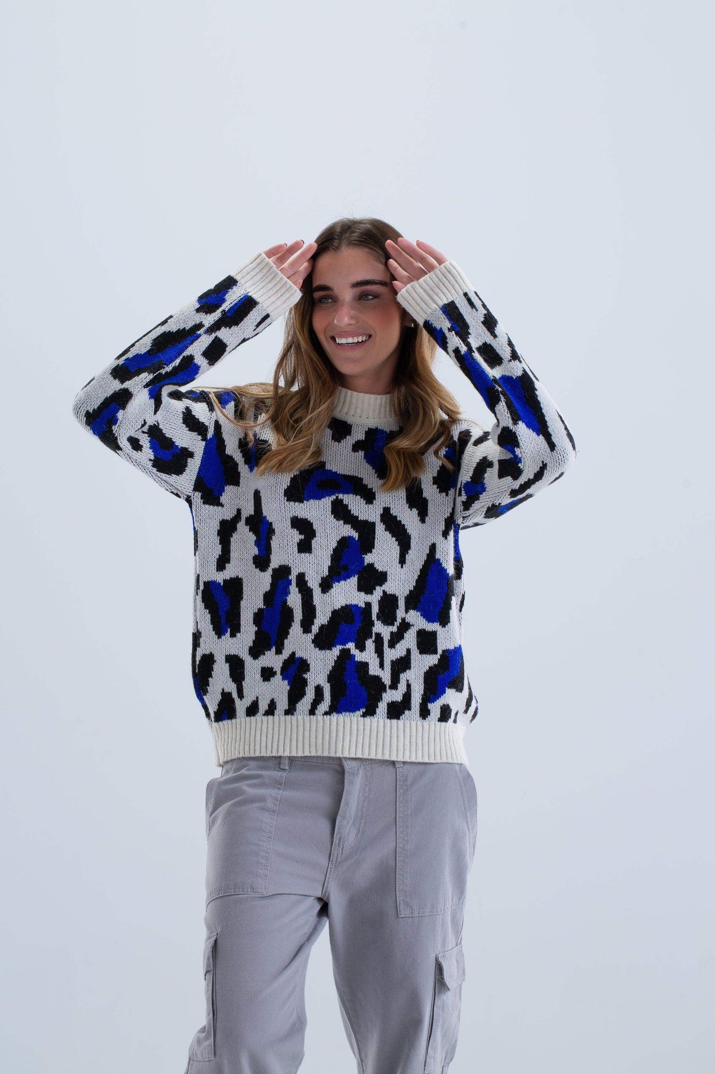 Leopard Print Knitted Pullover - Carina - ÙƒØ§Ø±ÙŠÙ†Ø§