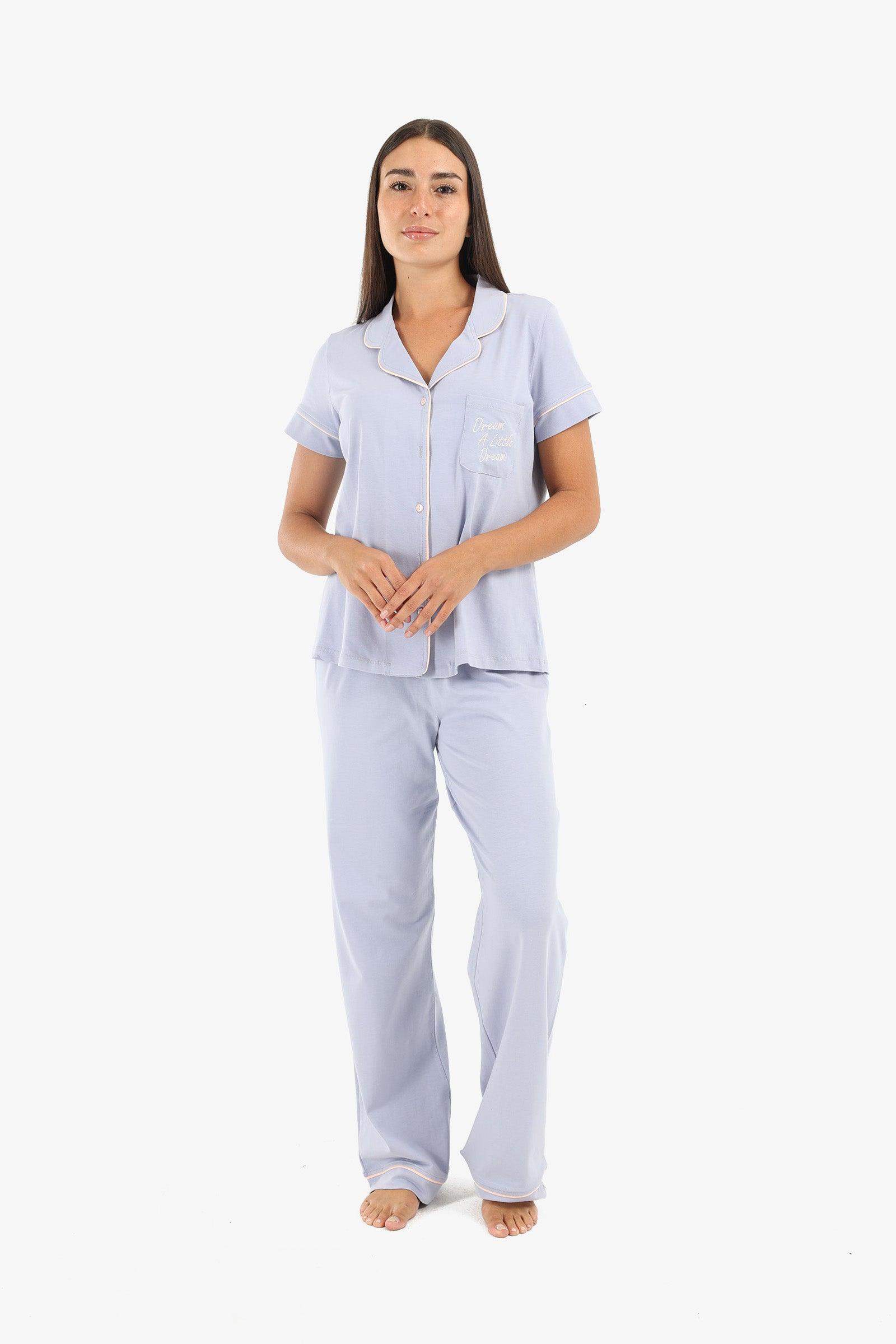 Lilac Piping Pyjama Set - Carina - ÙƒØ§Ø±ÙŠÙ†Ø§