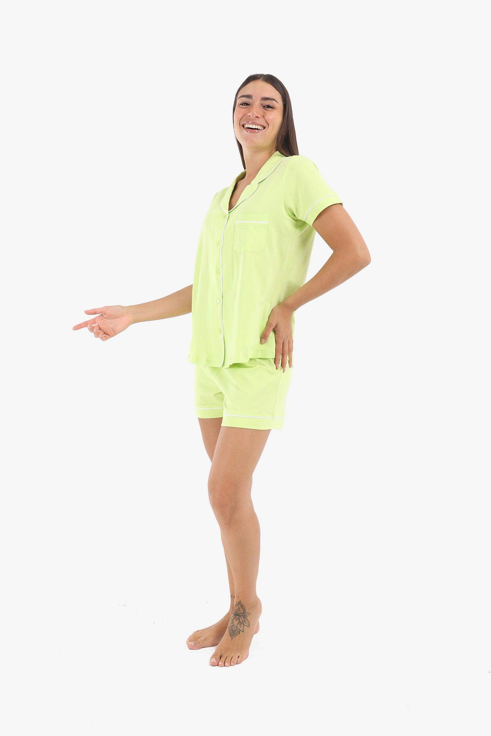 Lime Pyjama Short Set - Carina - ÙƒØ§Ø±ÙŠÙ†Ø§