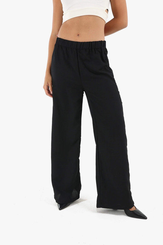 Linen Lounge Pants with Embroidery - Carina - ÙƒØ§Ø±ÙŠÙ†Ø§