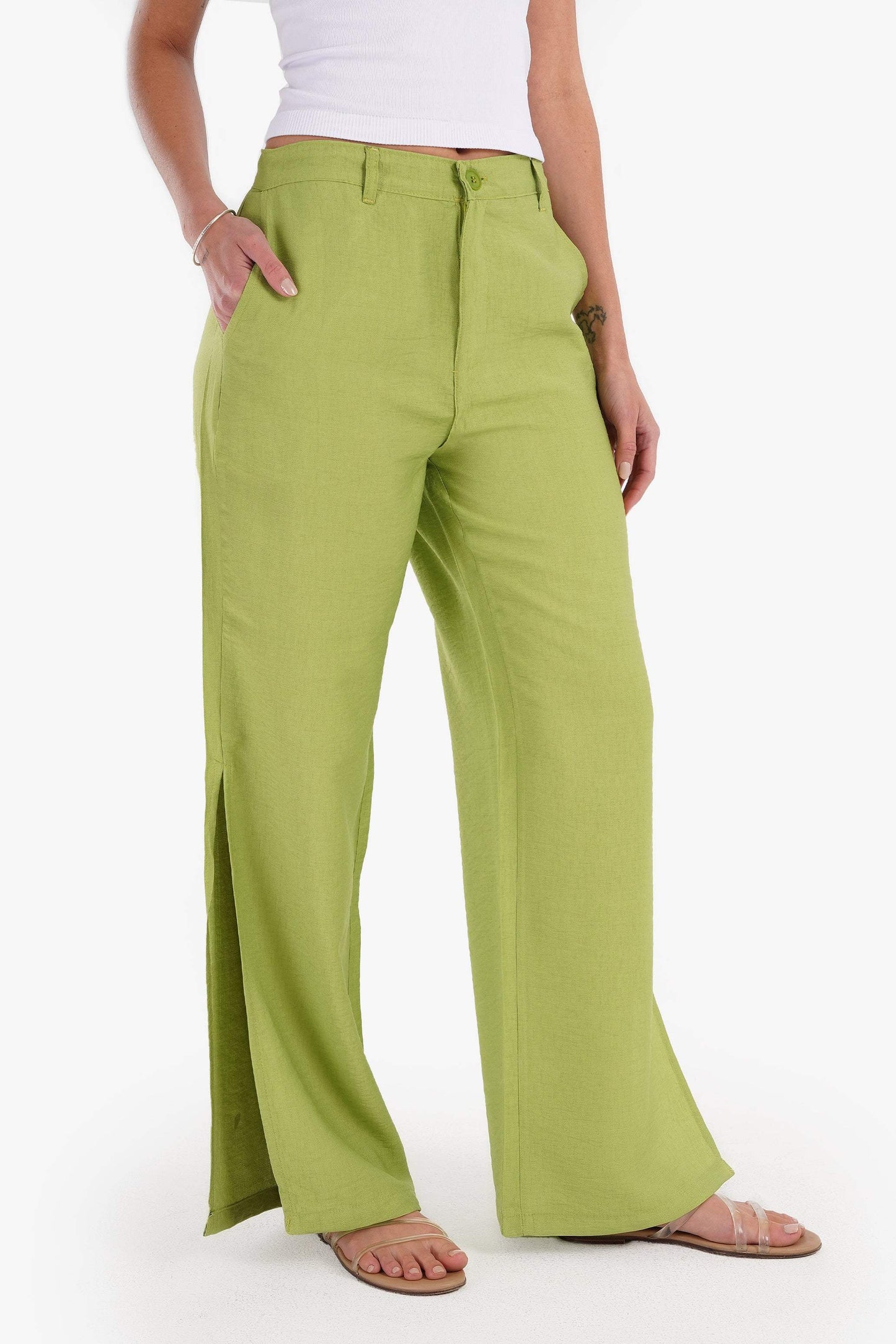 Linen Lounge Pants with Slits - Carina - ÙƒØ§Ø±ÙŠÙ†Ø§