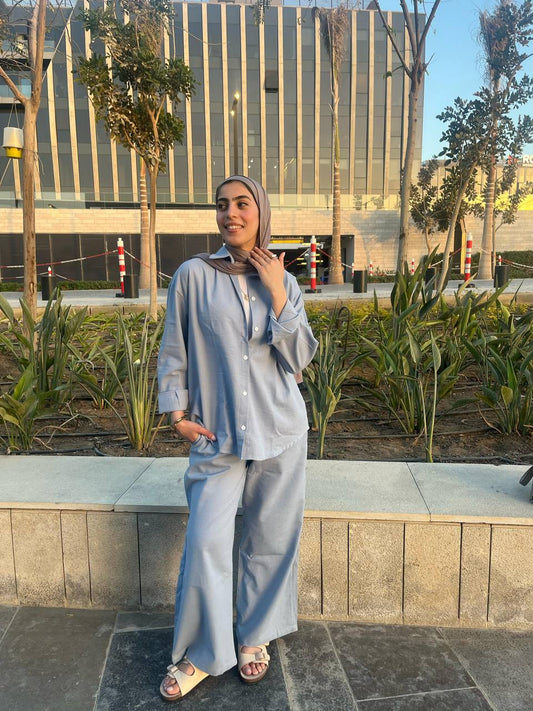 Linen Chic Comfort Set - Baby Blue