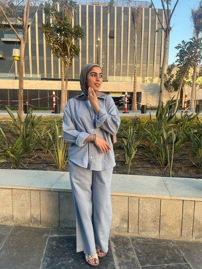 Linen Chic Comfort Set - Baby Blue