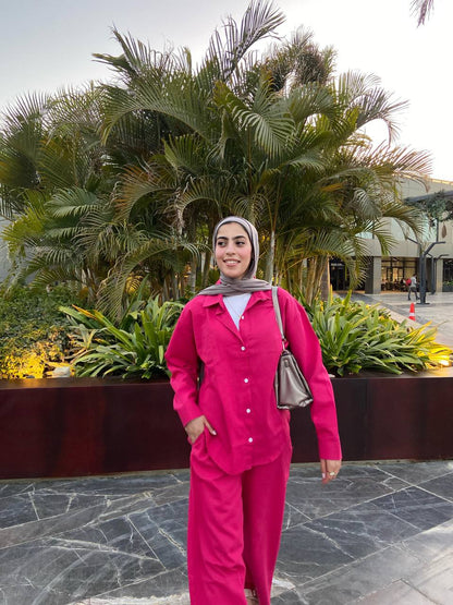 Linen Chic Comfort Set - Fuchsia