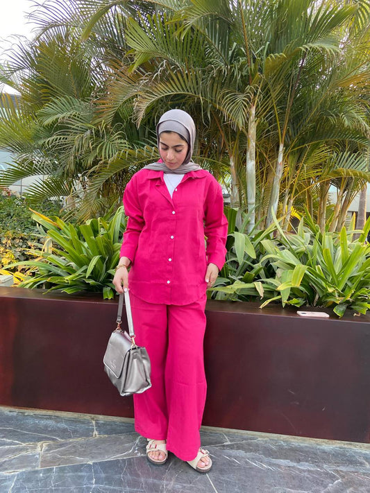 Linen Chic Comfort Set - Fuchsia