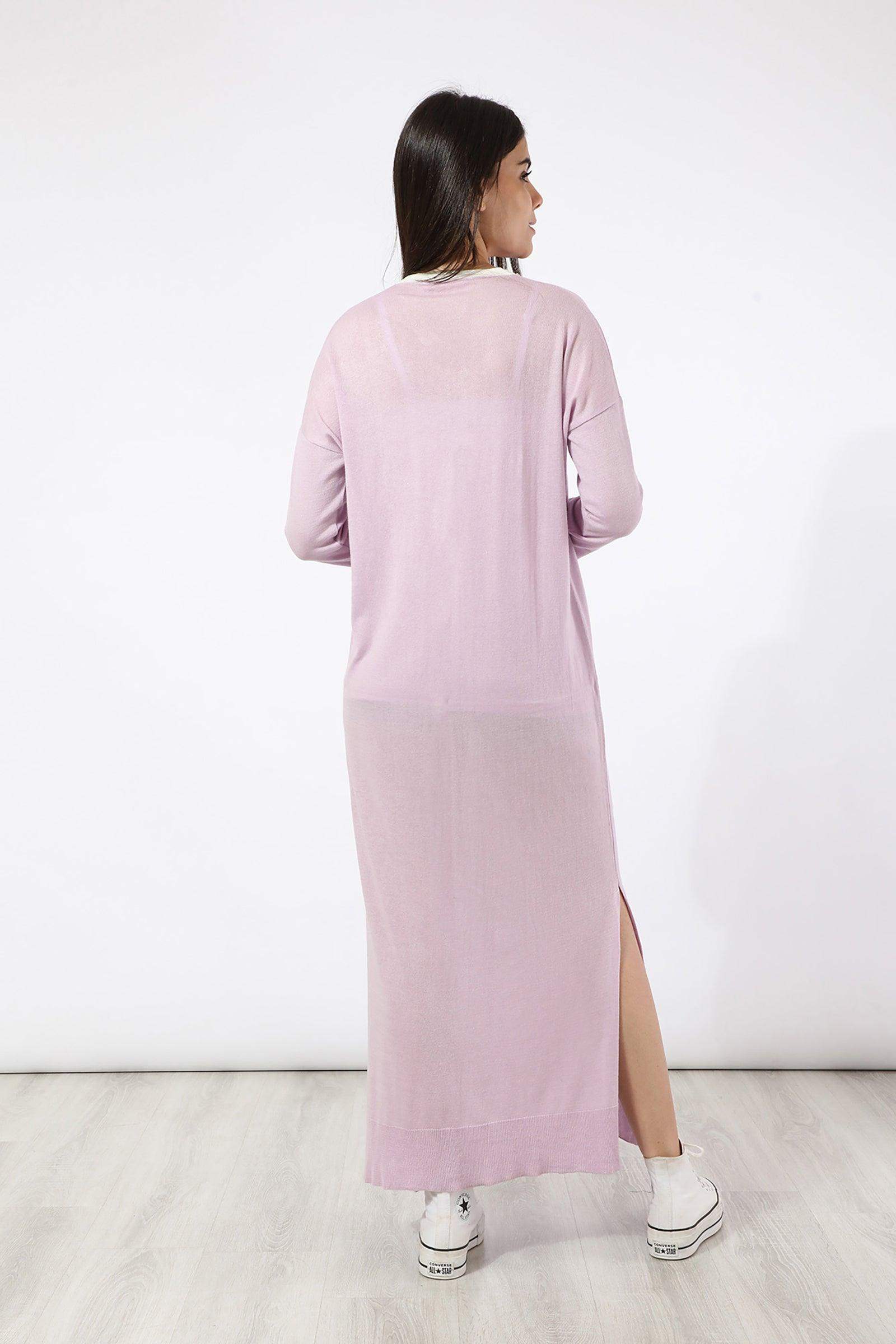 Long Dress with Ribbed Cuffs & Hem - Carina - ÙƒØ§Ø±ÙŠÙ†Ø§