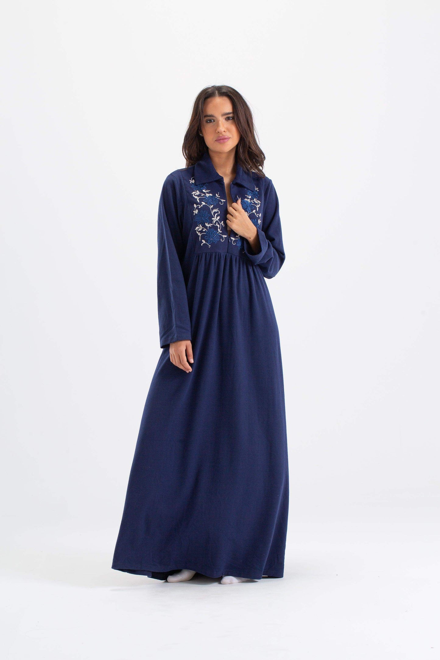 Long Nightgown with Chest Embroidery - Carina - ÙƒØ§Ø±ÙŠÙ†Ø§