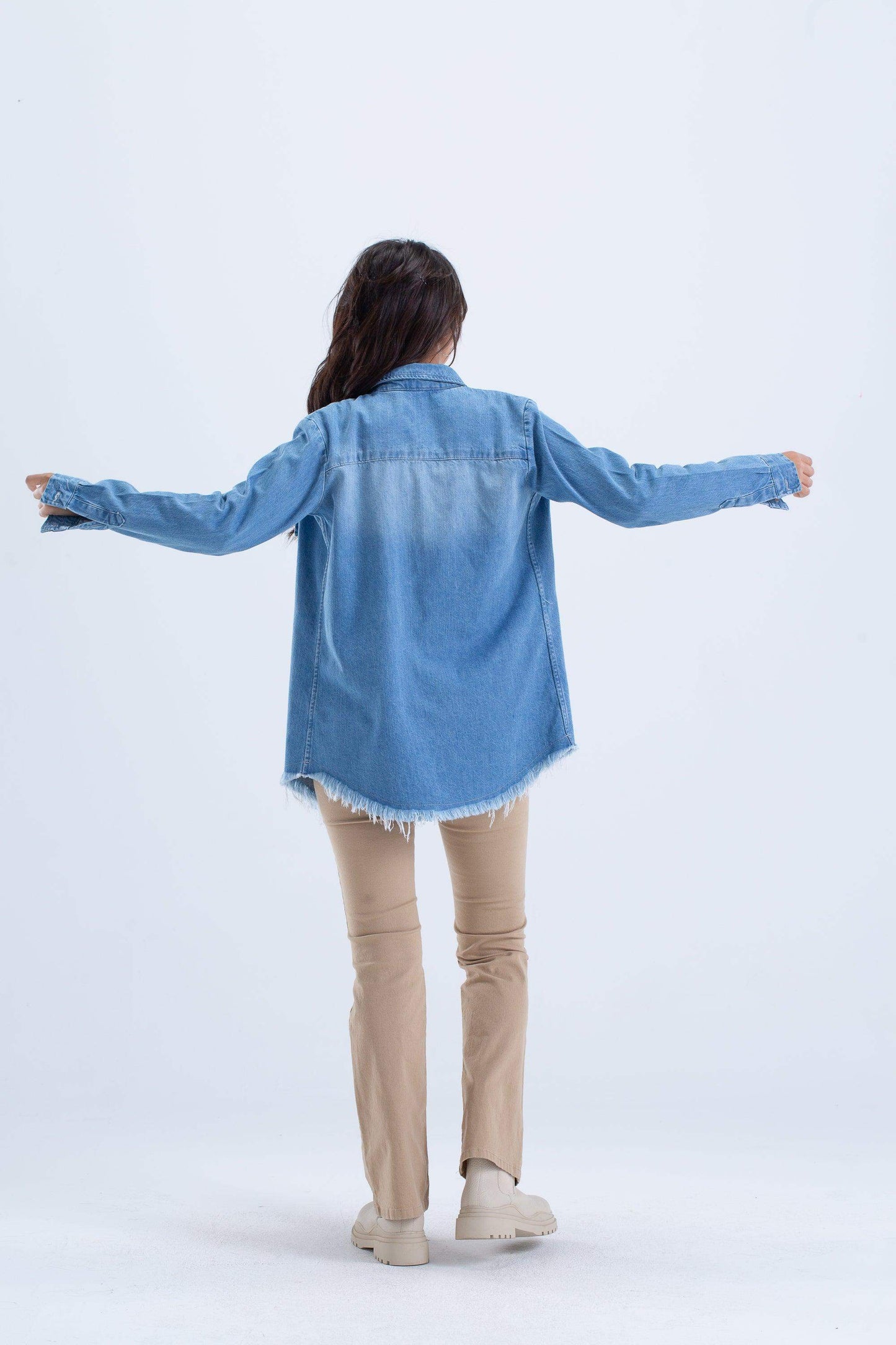 Long Oversized Denim Shirt - Carina - ÙƒØ§Ø±ÙŠÙ†Ø§