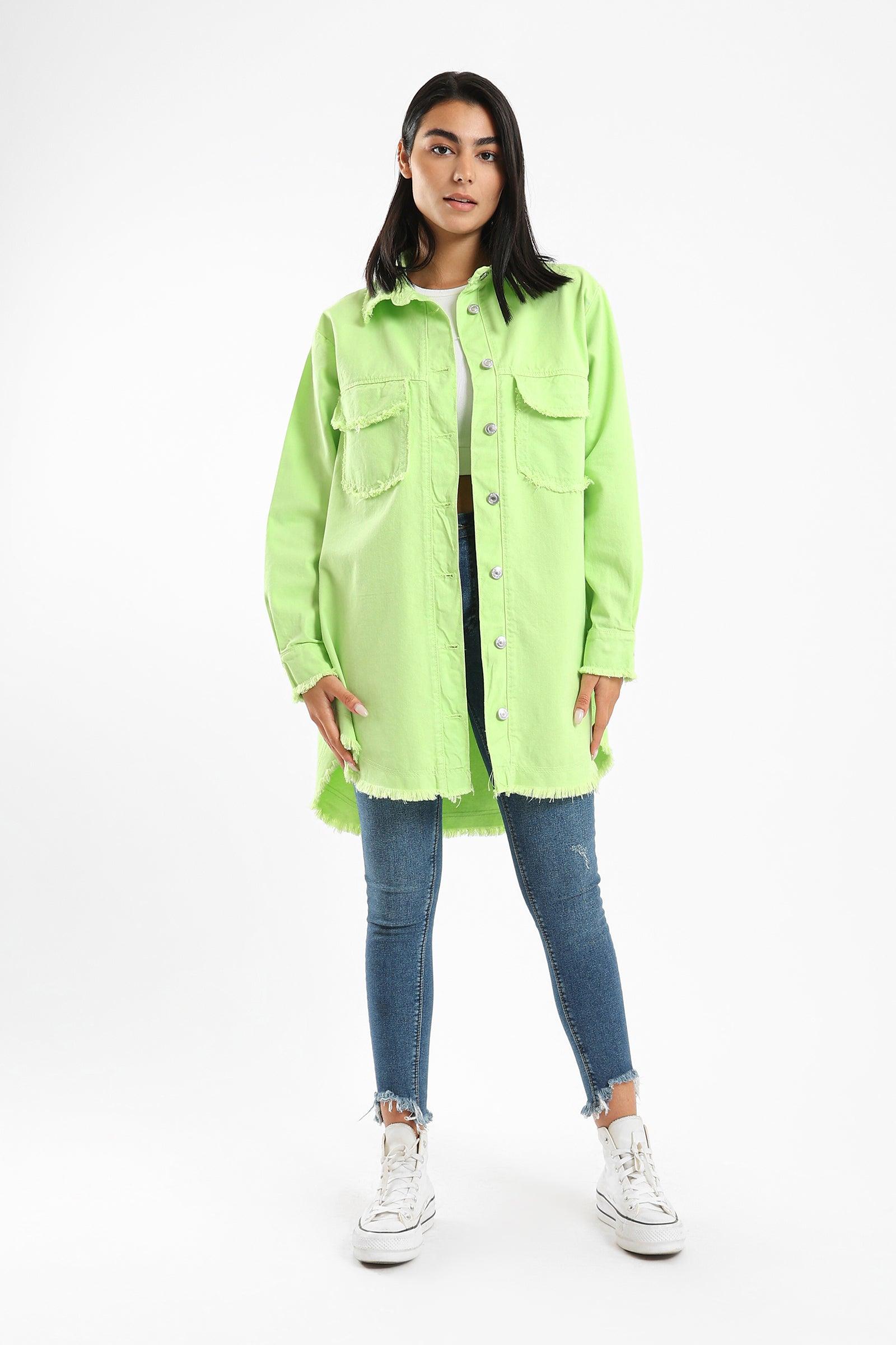 Long Shirt With Unlined Hem - Clue Wear