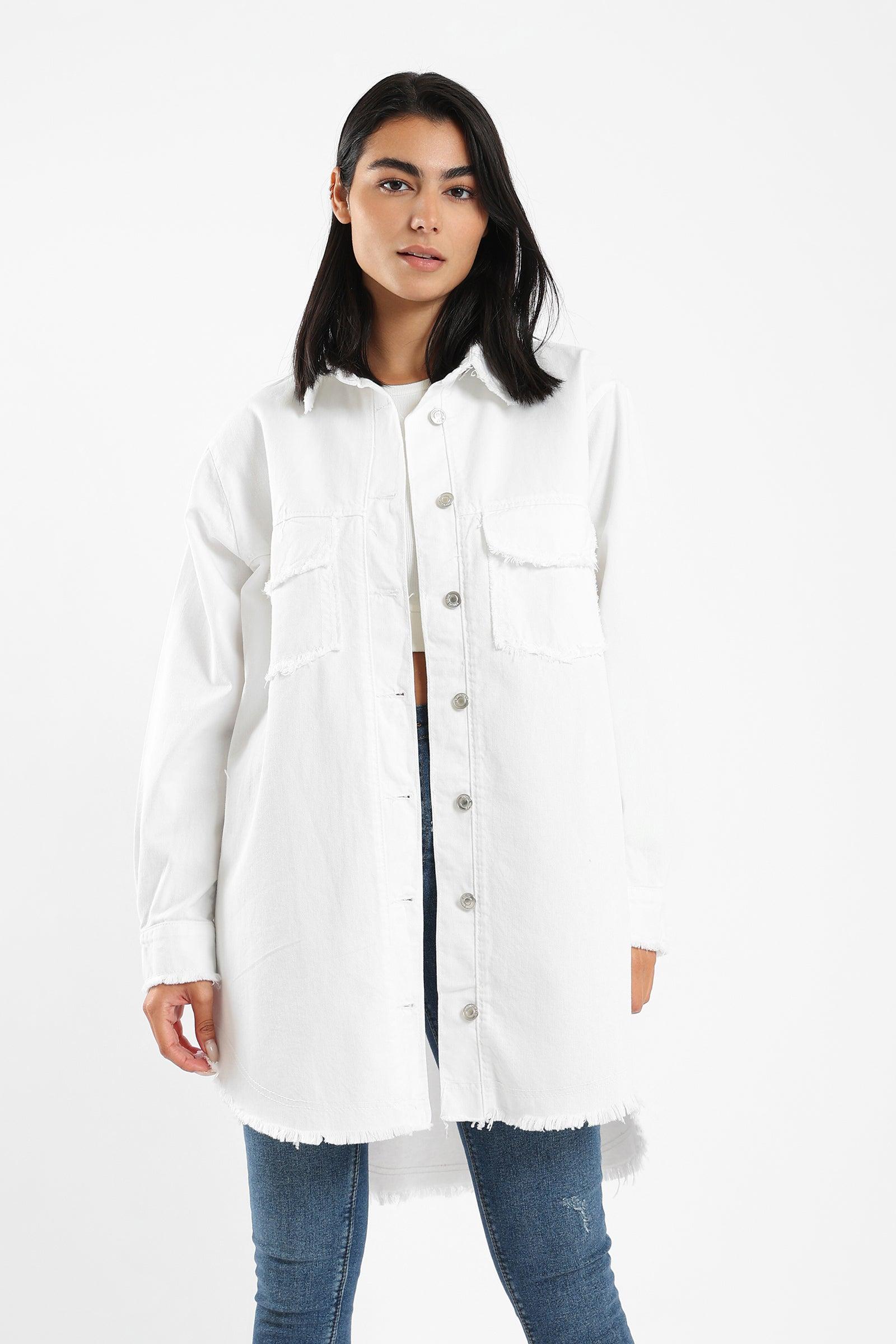 Long Shirt With Unlined Hem - Clue Wear