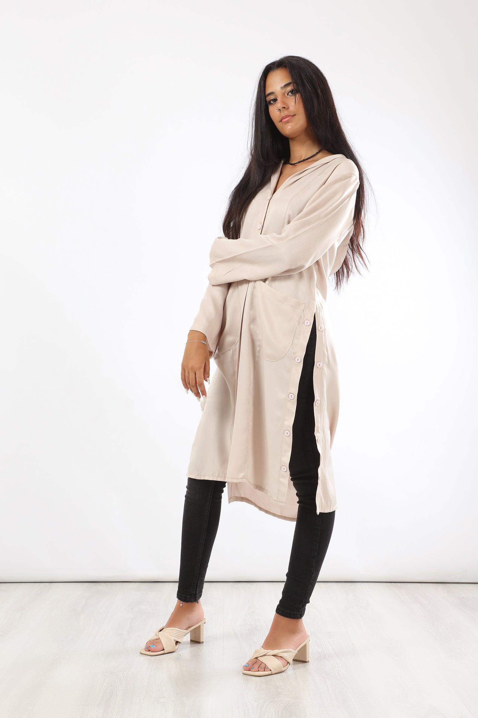 Long Sleeve Button Down Tunic Shirt - Carina - ÙƒØ§Ø±ÙŠÙ†Ø§