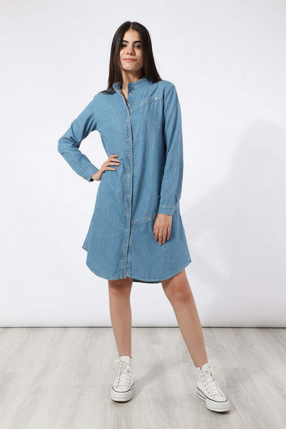 Long Sleeves Denim Dress - Carina - ÙƒØ§Ø±ÙŠÙ†Ø§