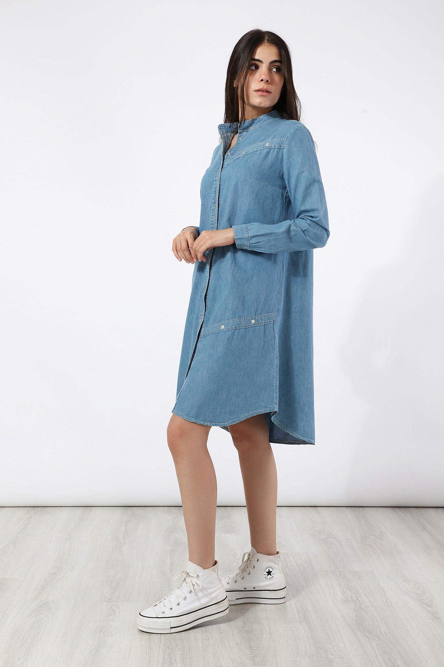 Long Sleeves Denim Dress - Carina - ÙƒØ§Ø±ÙŠÙ†Ø§