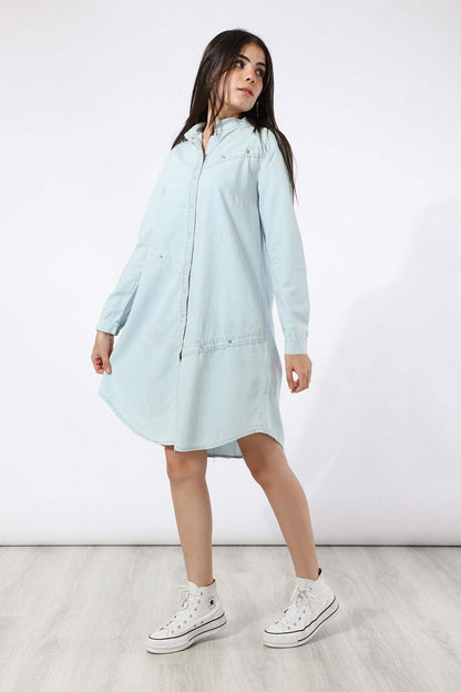 Long Sleeves Denim Dress - Carina - ÙƒØ§Ø±ÙŠÙ†Ø§