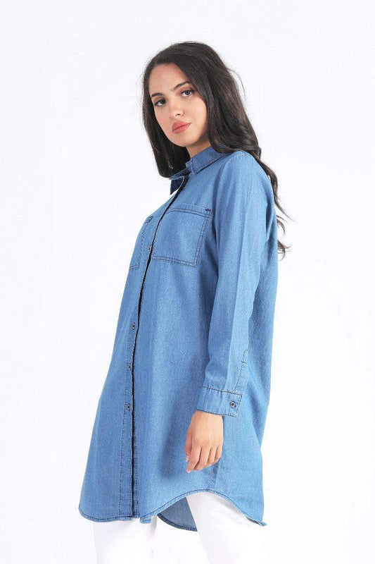 Long Sleeves Denim Shirt - Carina - ÙƒØ§Ø±ÙŠÙ†Ø§