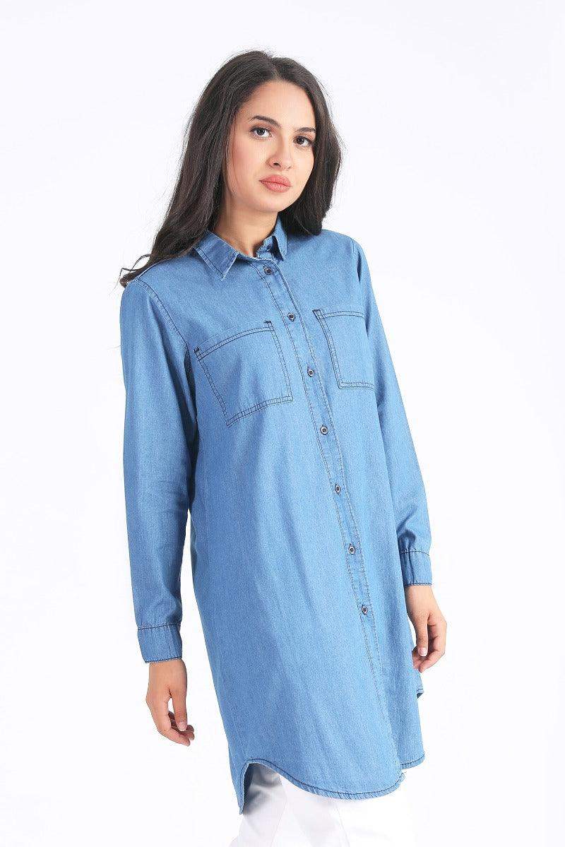 Long Sleeves Denim Shirt - Carina - ÙƒØ§Ø±ÙŠÙ†Ø§