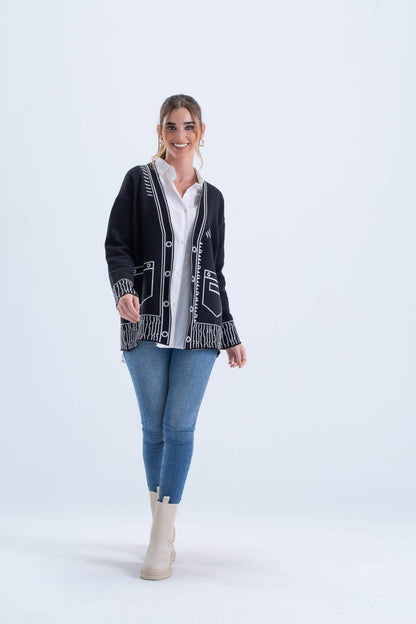 Long Sleeves Knitted Cardigan - Carina - ÙƒØ§Ø±ÙŠÙ†Ø§