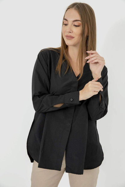 Long Sleeves Plain Shirt without Collar - Carina - ÙƒØ§Ø±ÙŠÙ†Ø§