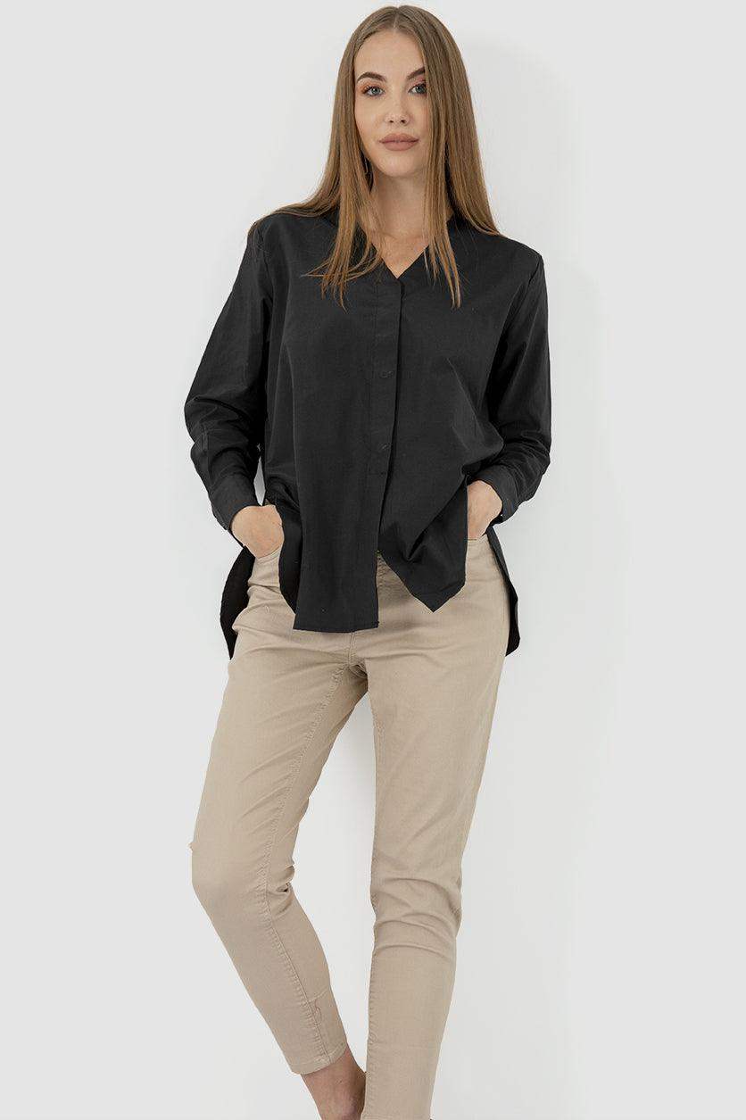 Long Sleeves Plain Shirt without Collar - Carina - ÙƒØ§Ø±ÙŠÙ†Ø§