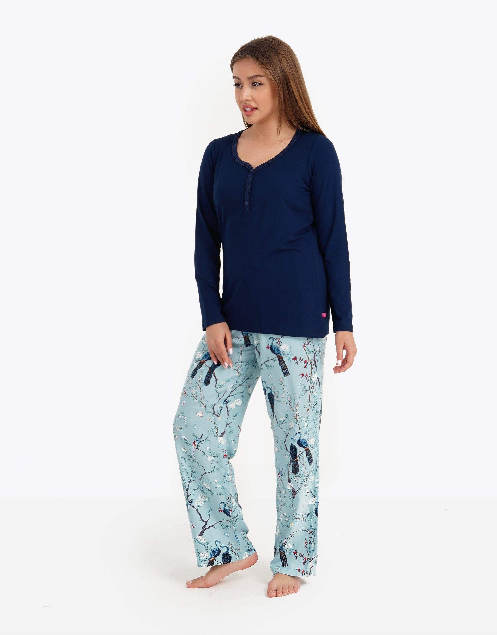 Long Sleeves Viscose Pyjama Set - Carina - ÙƒØ§Ø±ÙŠÙ†Ø§