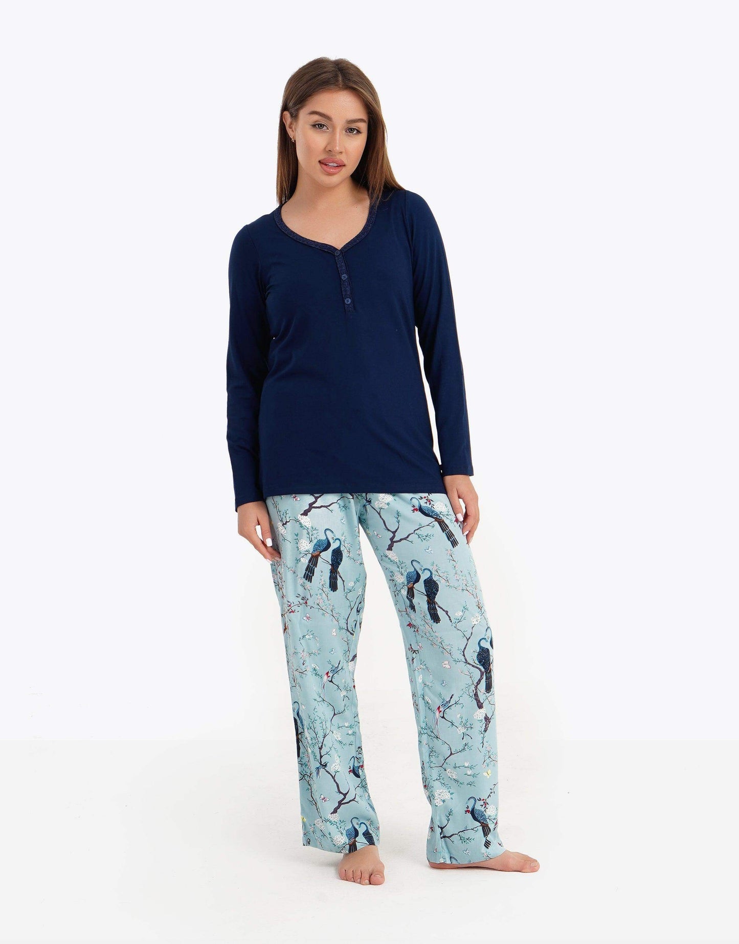 Long Sleeves Viscose Pyjama Set - Carina - ÙƒØ§Ø±ÙŠÙ†Ø§