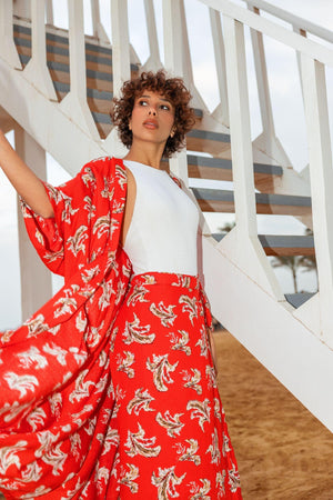 Longline Printed Kimono - Clue-wear