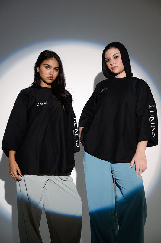 Cotton Printed Oversize T-Shirt – Black