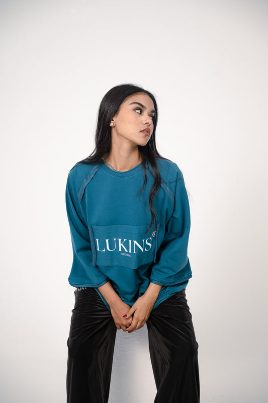 Cotton Printed Casual T-Shirt – Teal Blue