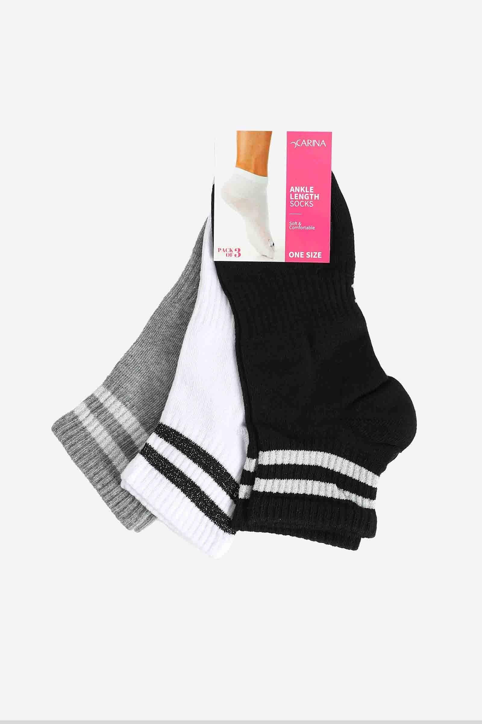 Lurex Ankle Socks - 3 Pairs - Carina - ÙƒØ§Ø±ÙŠÙ†Ø§