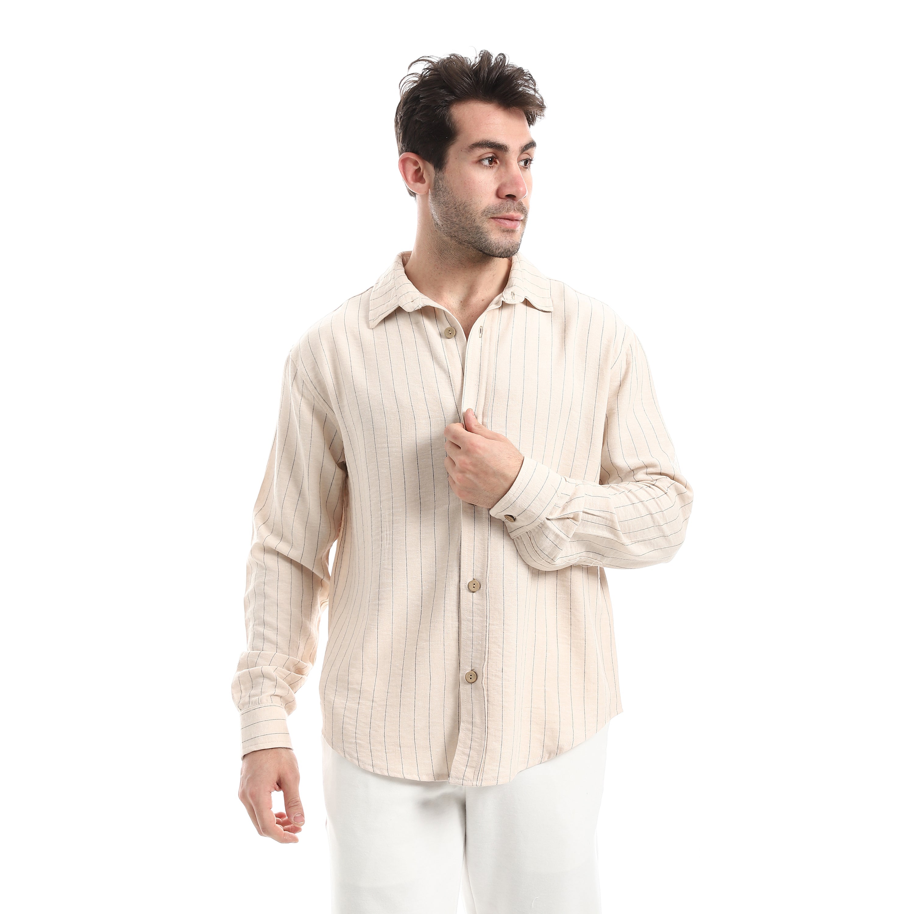 Striped Comfort Shirt - Beige