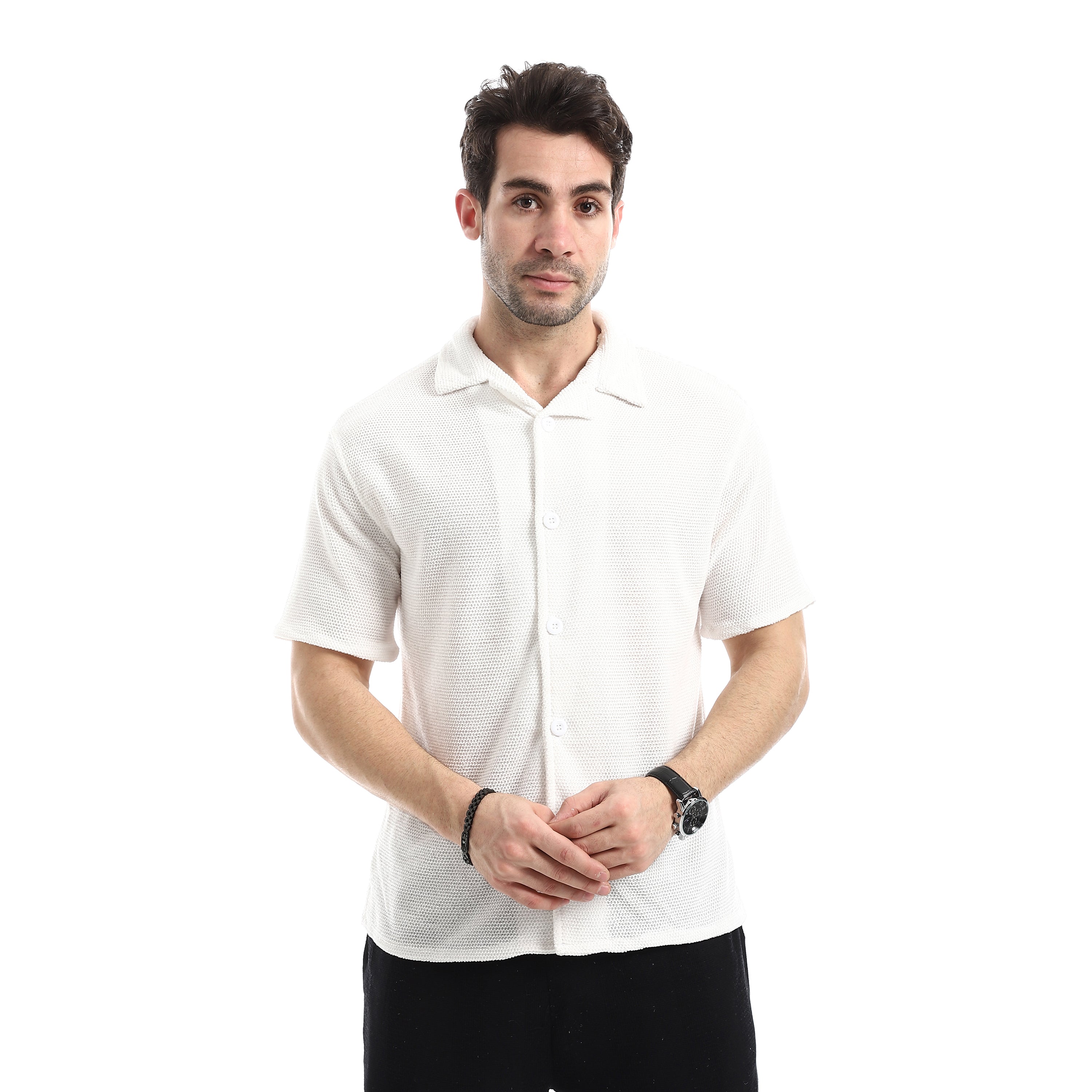 Breathable Textured Shirt - White