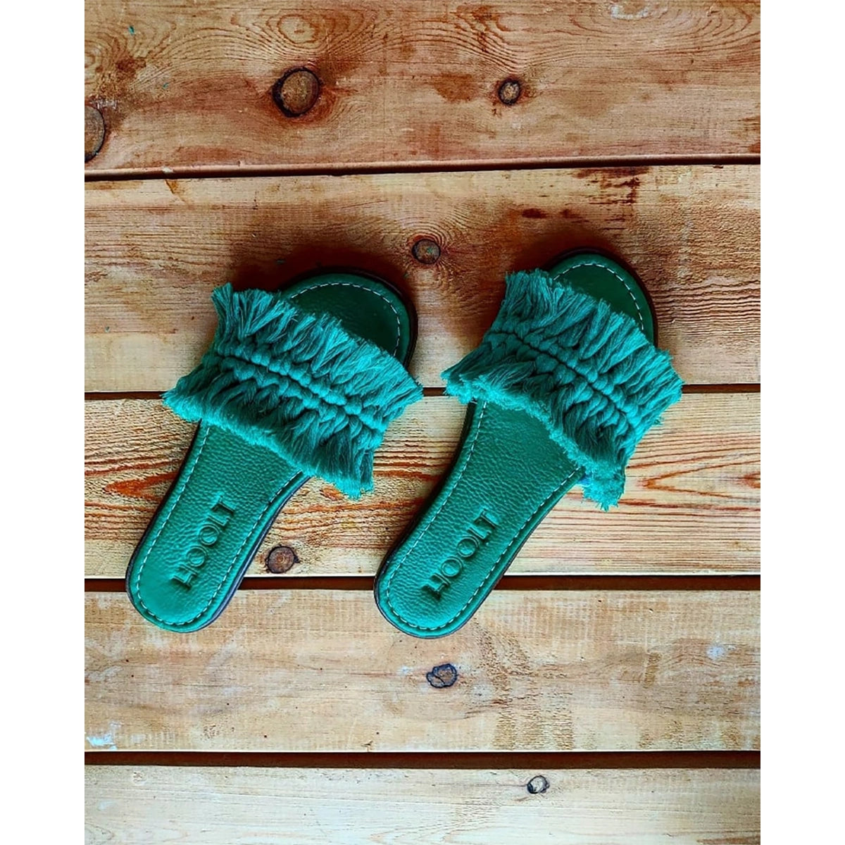 Macrame Chic Slippers - Green