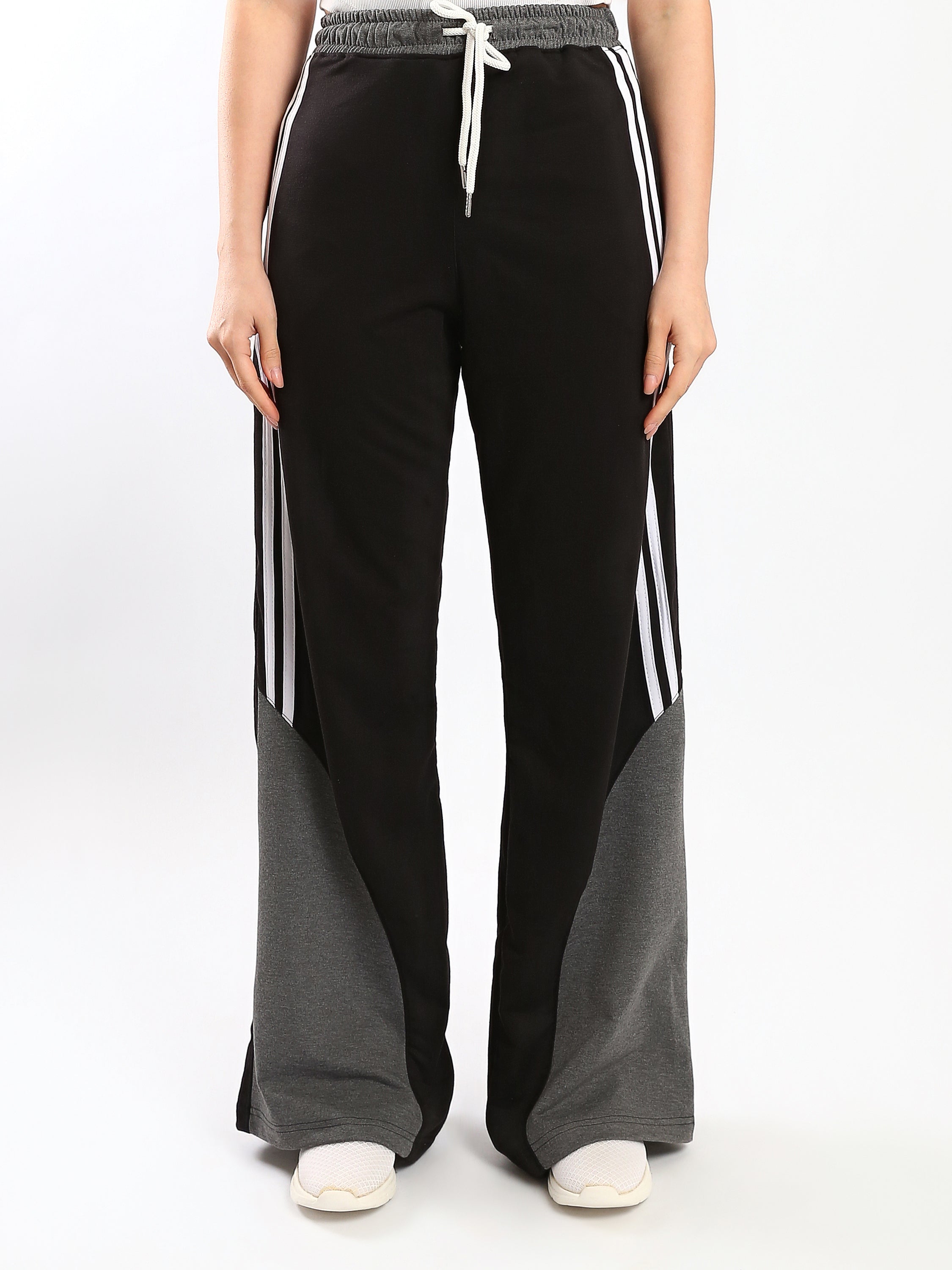 Summer Melton Wide-Leg Sweatpants - Black