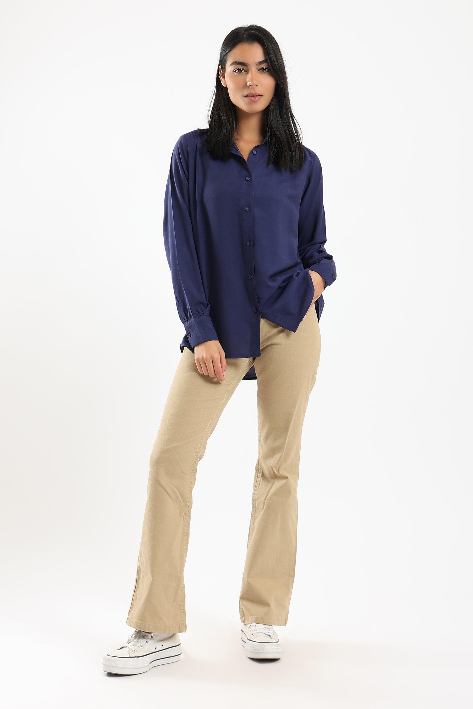 Mandarin Collar Plain Shirt - Clue Wear