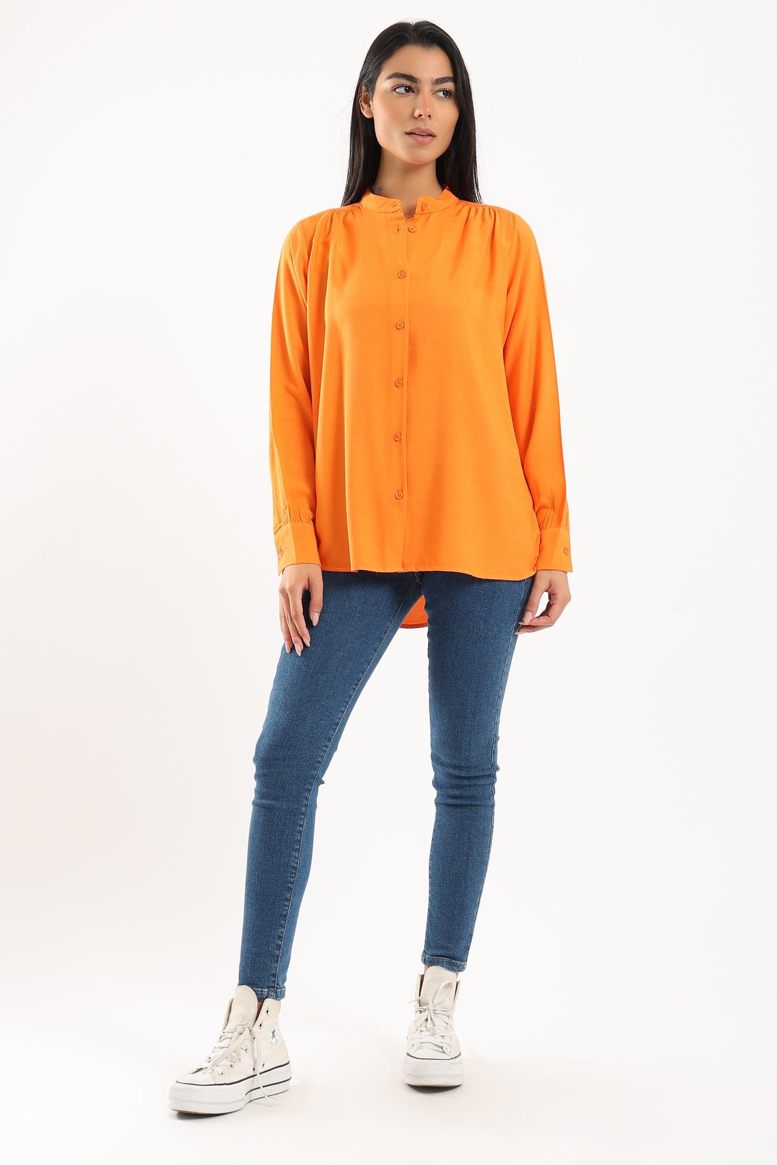 Mandarin Collar Plain Shirt - Clue Wear