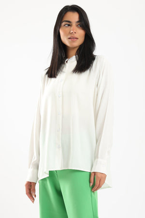 Mandarin Collar Plain Shirt - Clue Wear