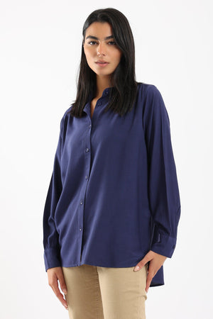 Mandarin Collar Plain Shirt - Clue Wear
