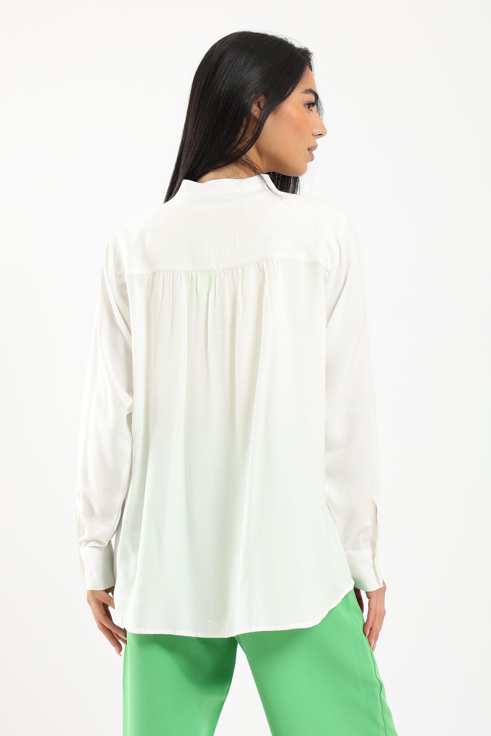 Mandarin Collar Plain Shirt - Clue Wear