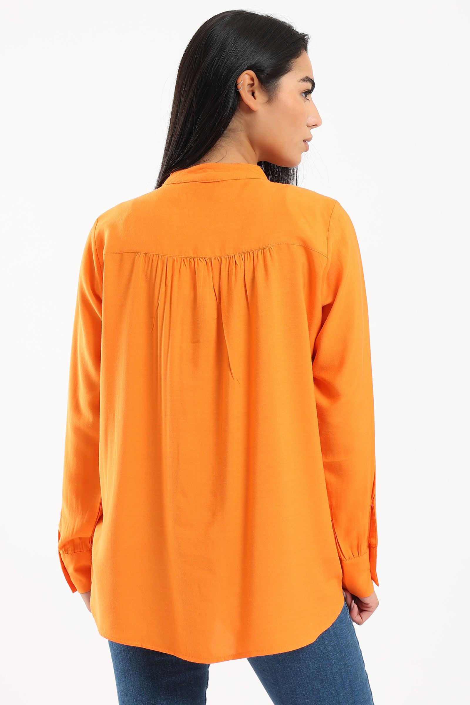 Mandarin Collar Plain Shirt - Clue Wear