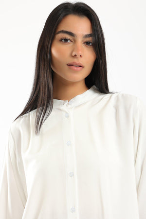 Mandarin Collar Plain Shirt - Clue Wear