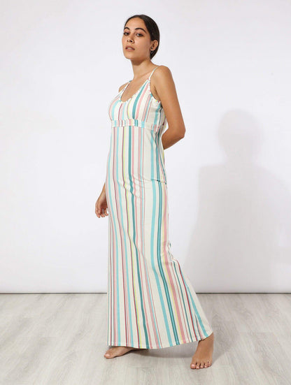 Maxi Colored Stripes Nightgown - Carina - ÙƒØ§Ø±ÙŠÙ†Ø§