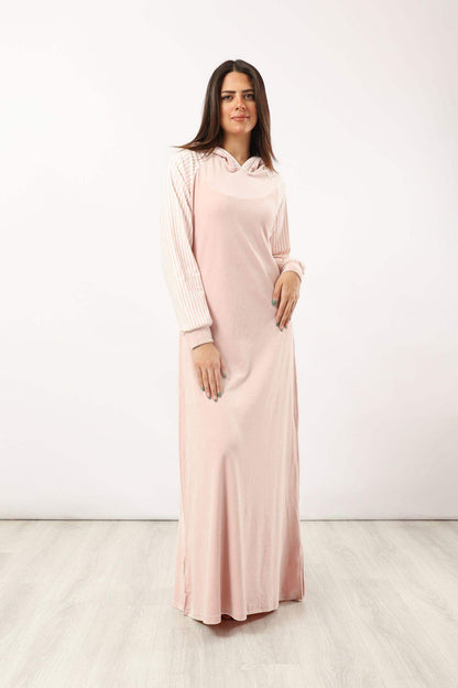 Maxi Nightgown with Striped Sleeves - Carina - ÙƒØ§Ø±ÙŠÙ†Ø§