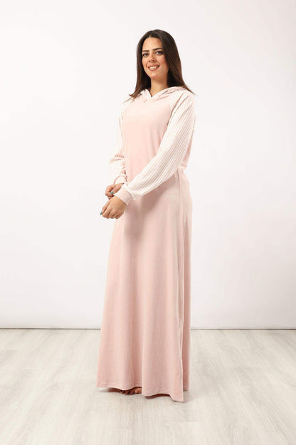 Maxi Nightgown with Striped Sleeves - Carina - ÙƒØ§Ø±ÙŠÙ†Ø§