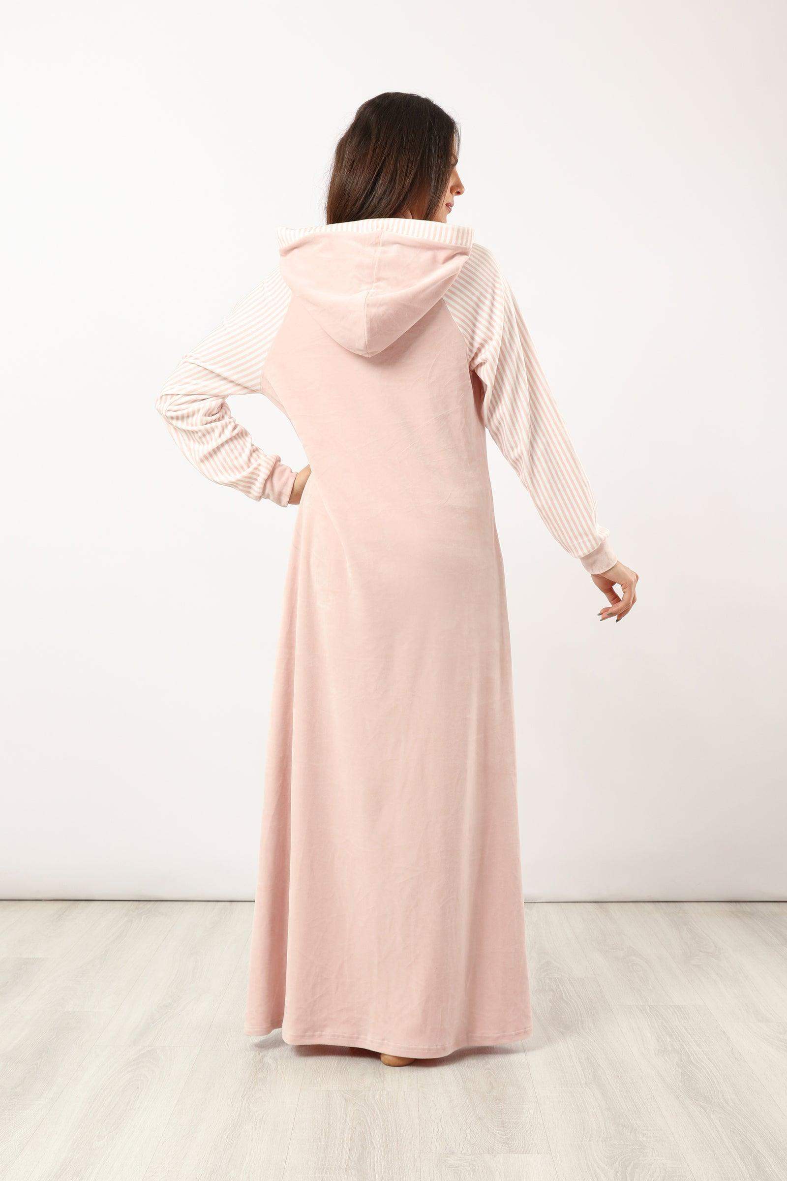 Maxi Nightgown with Striped Sleeves - Carina - ÙƒØ§Ø±ÙŠÙ†Ø§