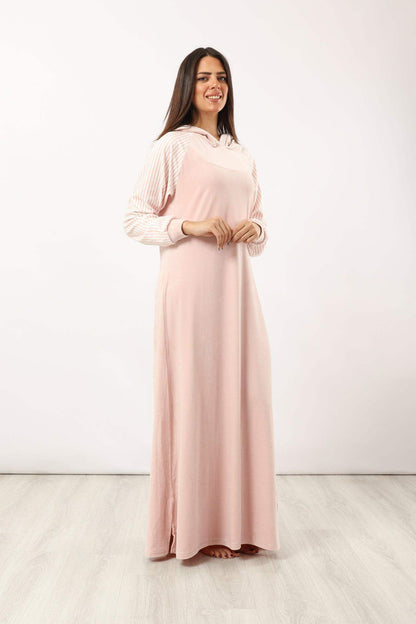 Maxi Nightgown with Striped Sleeves - Carina - ÙƒØ§Ø±ÙŠÙ†Ø§