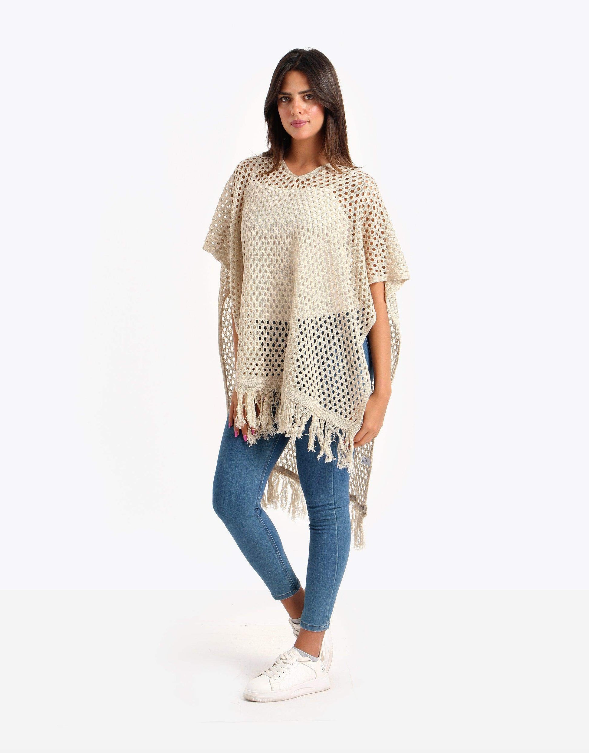 Mesh Poncho with Tassels - Carina - ÙƒØ§Ø±ÙŠÙ†Ø§