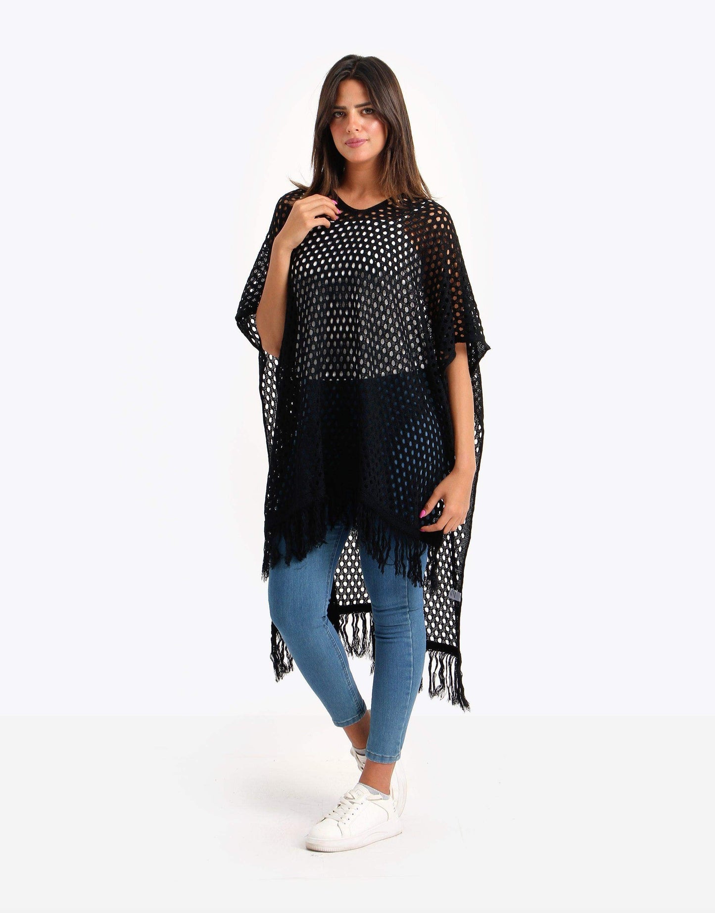 Mesh Poncho with Tassels - Carina - ÙƒØ§Ø±ÙŠÙ†Ø§