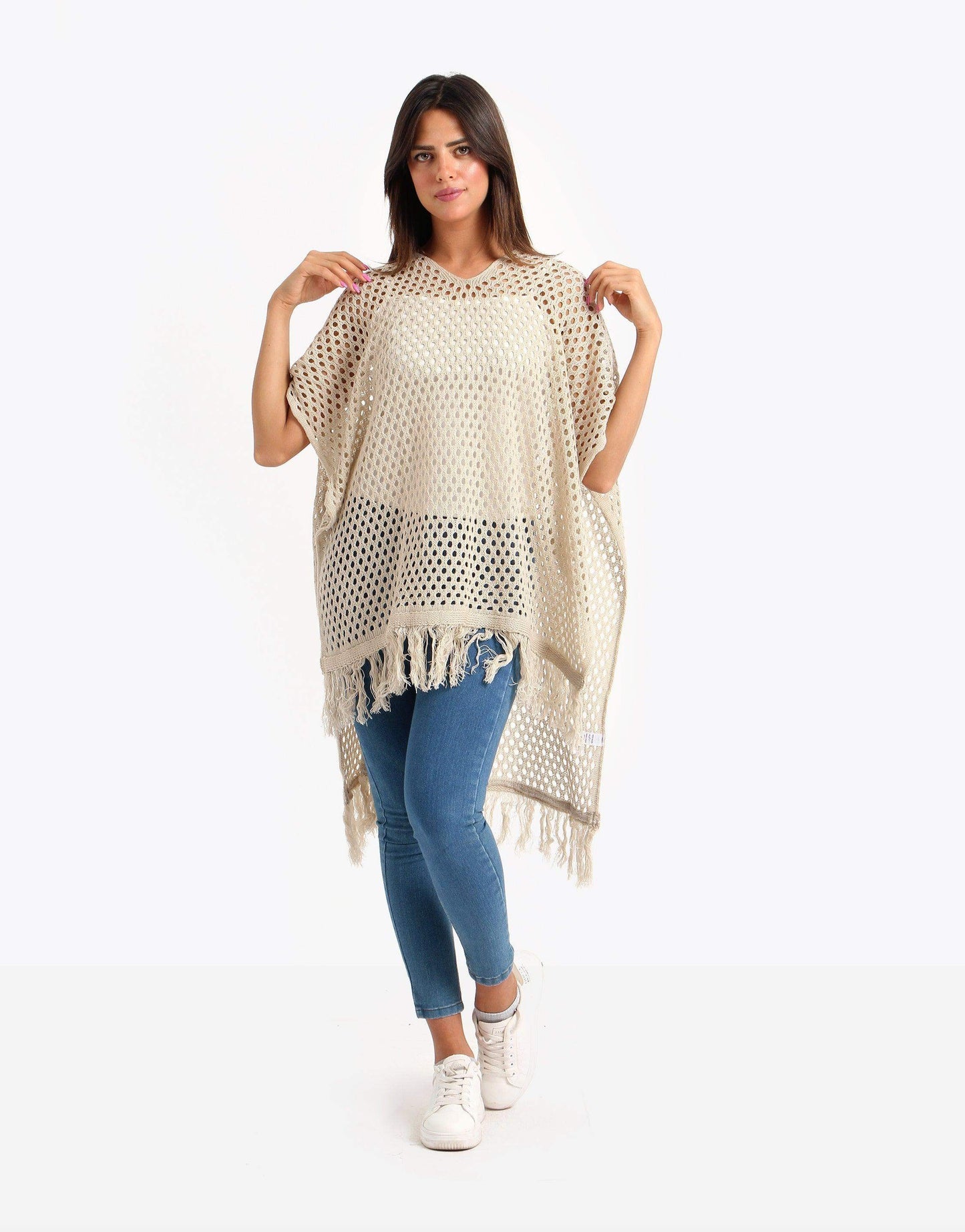 Mesh Poncho with Tassels - Carina - ÙƒØ§Ø±ÙŠÙ†Ø§